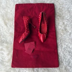 Valentino Signature Rockstar Stud Red Pumps with Dustbag and Booklets Size 36/6